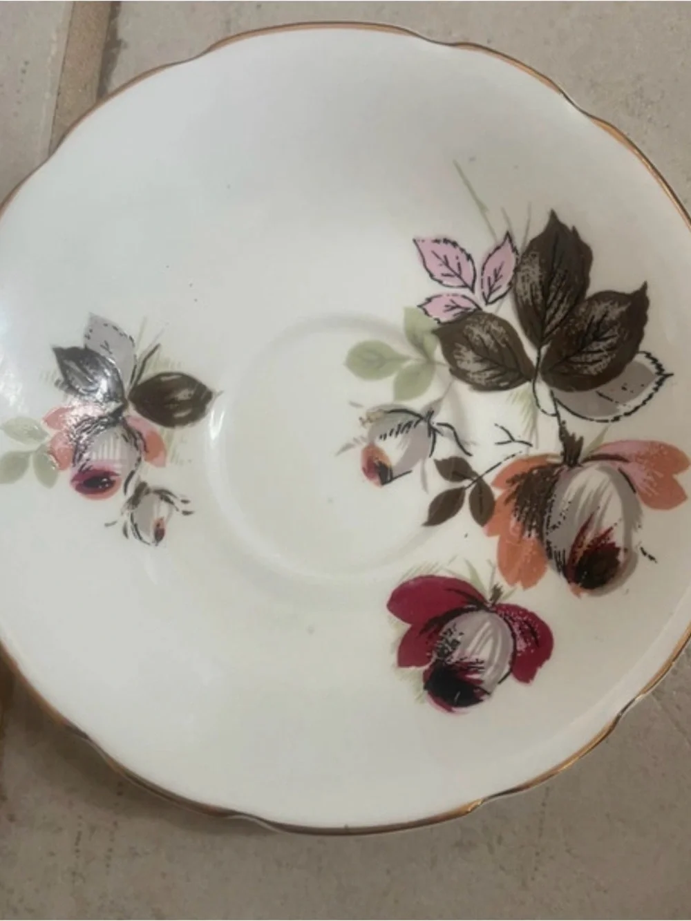 Vintage Delphine Bone China Teacup & Saucer Set